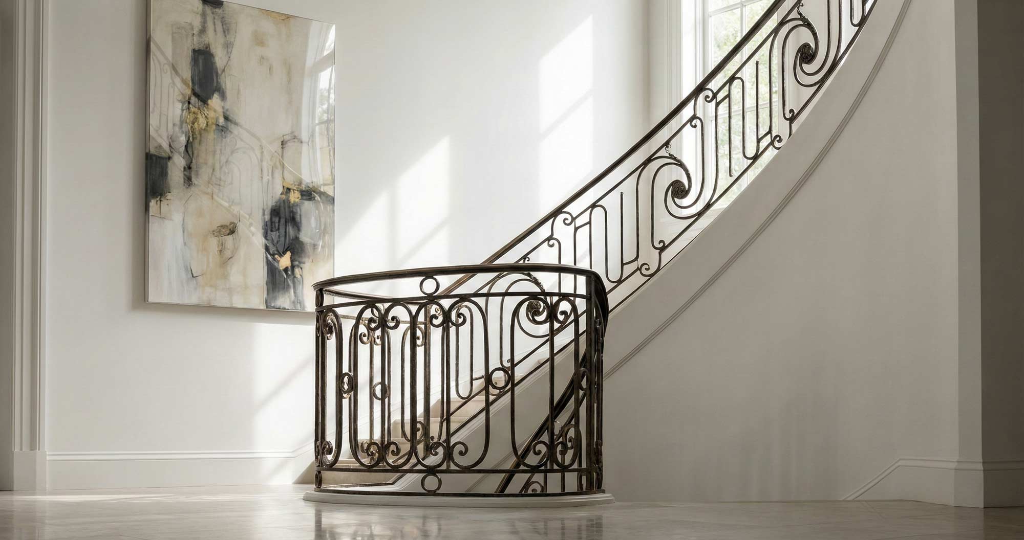 Investissement immobilier prime à Paris - Escalier de prestige et art contemporain par Louvre Capital.